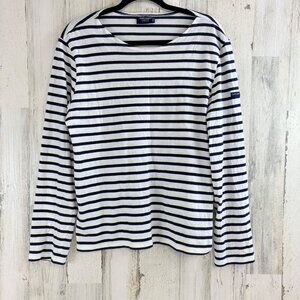 Saint James L’atelier Blue White Striped Long Sleeve T Shirt Sz L